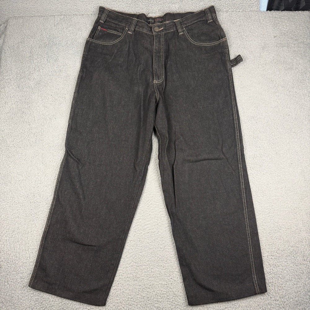 FUBU Jeans Mens 38x34 Black Carpenter Baggy Wide Leg Denim Pants Fits (38x28)